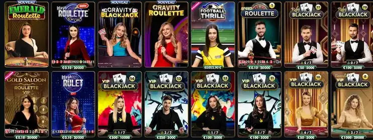 Tables Talismania en direct avec croupier et diffusion vidéo